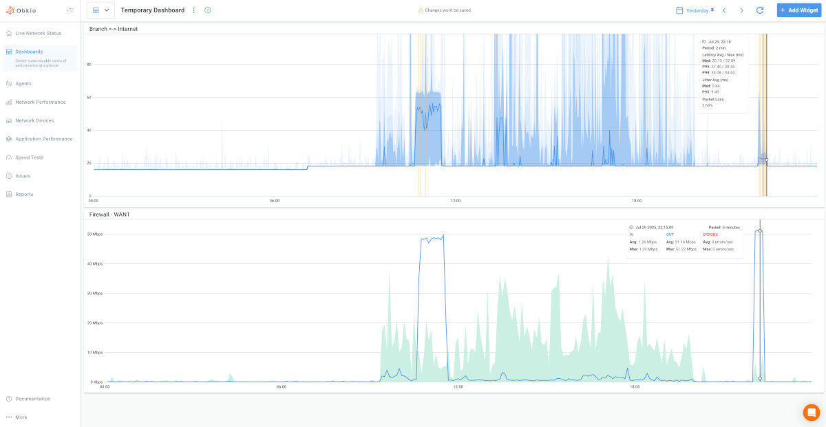 firewall performance monitoring - obkio