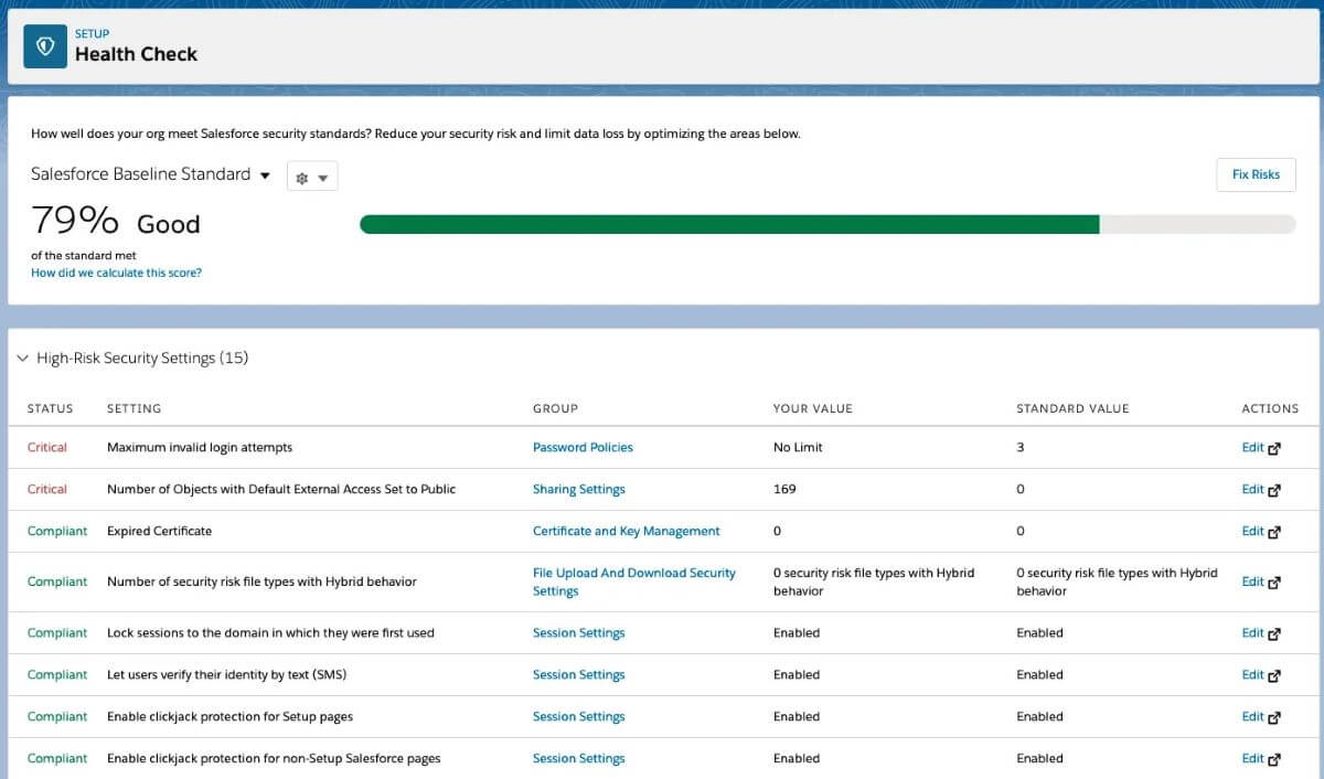 Salesforce Health Check Performance Issues