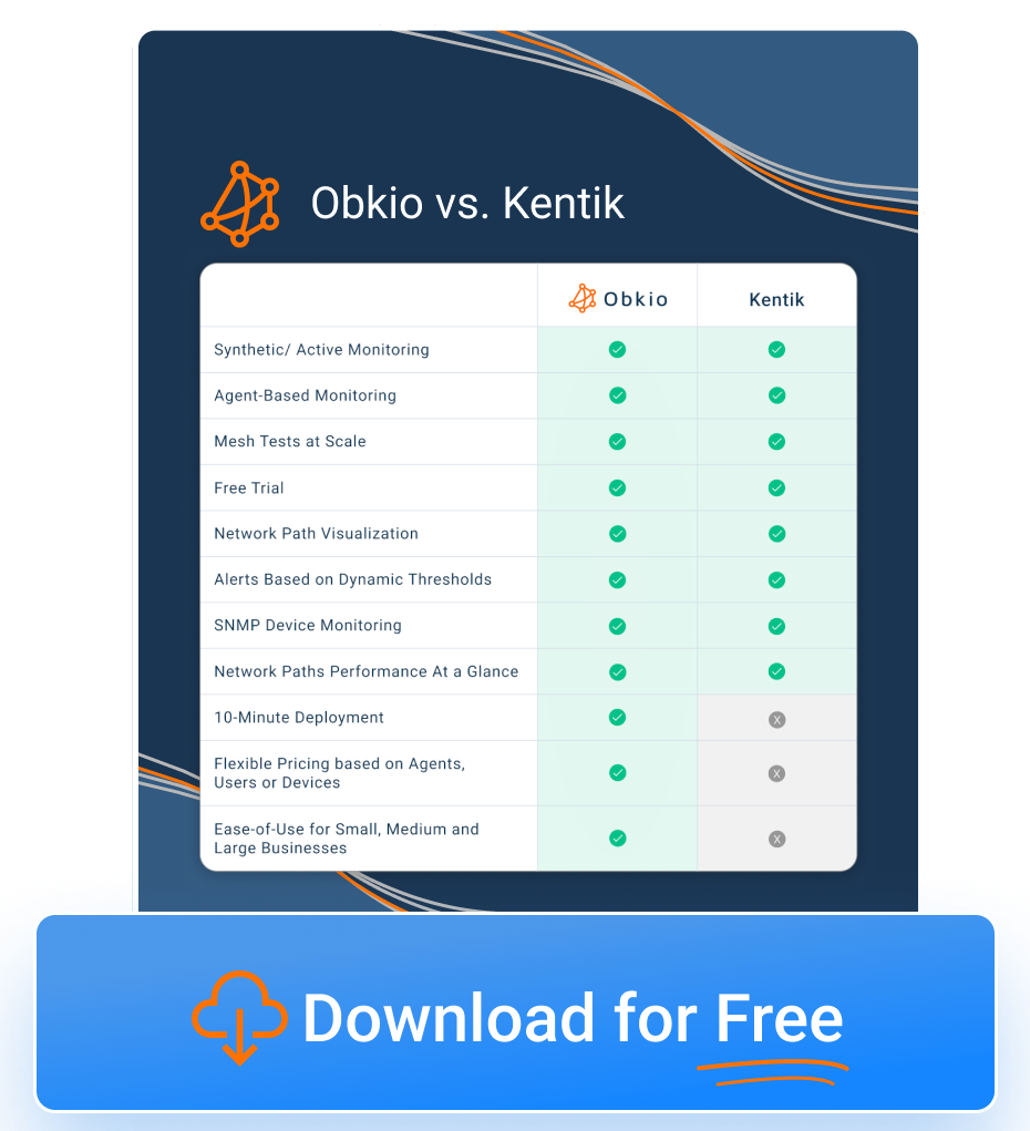 Obkio vs. Kentik alternative Obkio vs. Kentik alternative